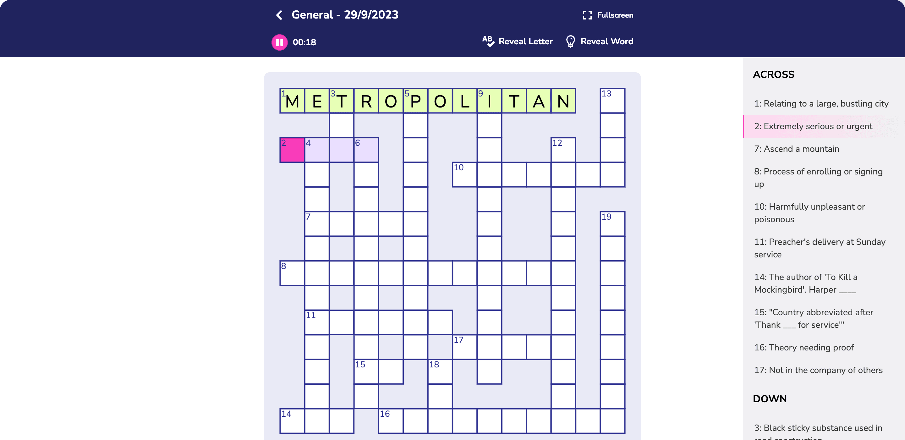 Crossword Game